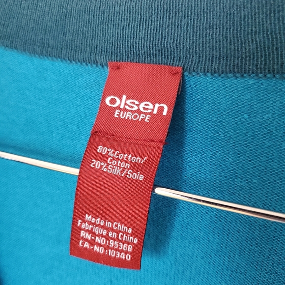 Olsen Europe Colourblock Turquoise Single Button Cardigan (Size M/L 12-42) - Picture 2 of 6